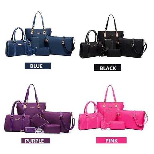 AlwaySky Nylon 6 PCS Women Shoulder Bag Top-Handle Handbag Tote Purse Wallet Key Case Set thumbnail 8
