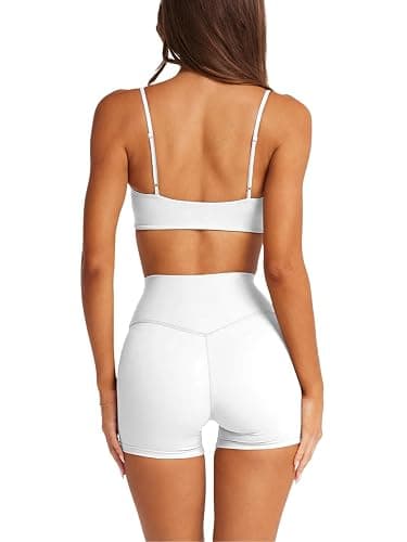 LASLULU Womens Adjustable Spaghetti Straps Sports Bra Square Neck Wireless Padded Workout Yoga Crop Tops thumbnail 3