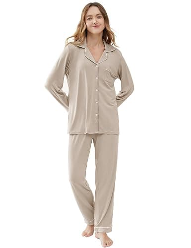 Cherrydew Women Bamboo Viscose Pajama Sets Super Soft Comfy Breathable Cooling Sleepwear Long Sleeve Button Down Loungewear thumbnail 4