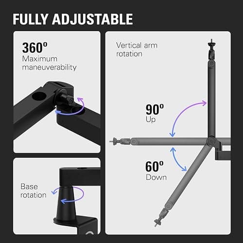 Elgato Wave Mic Arm LP - Premium Low Profile Microphone Arm with Cable Management Channels, Desk Clamp, Versatile Mounting, and Fully Adjustable – For Podcasting, Streaming, Gaming, and Home Office thumbnail 4