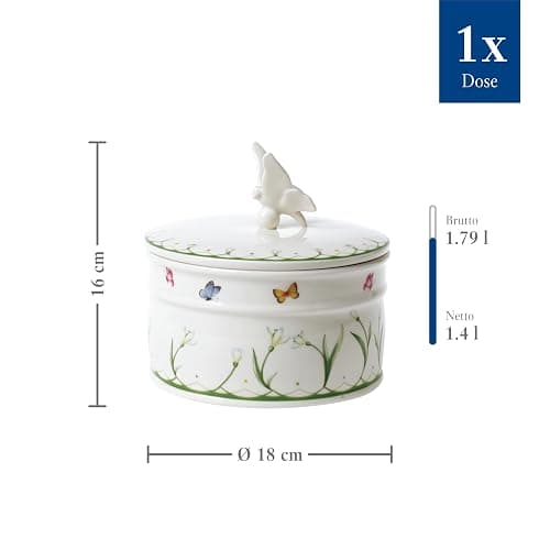 Villeroy & Boch – Colourful Spring Petite Boîte 16 Cm, Boîte De Rangement Alimentaire, Boîte À Cookies, Boîte À Bonbon, Boîte À Biscuits, Décorations De Pâques, Porcelaine, Blanc/Multicolore thumbnail 3