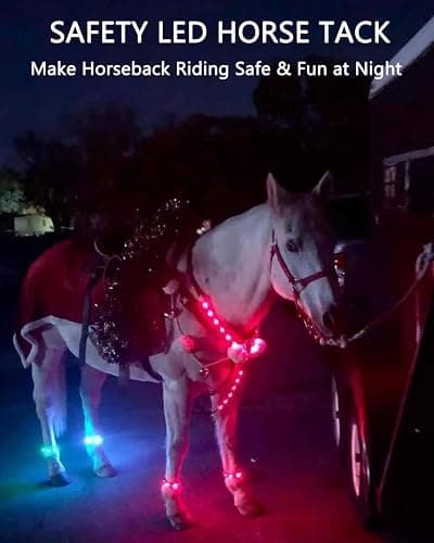 5pcs LED Horse Breastplate Collar & Leg Band, 7 Colors in 1 Light up Horse Tack Set, USB Rechargeable LED Horse Harness & Leg Strap - Added Visibility & Safety for Night Horse Riding thumbnail 2