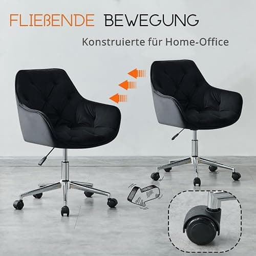 JaHECOME Bürostuhl aus Samt, höhenverstellbarer Konferenzstuhl, Drehbarer Computerstuhl mit Armlehne und Schaumstoffpolsterung für Home Office, Büro(1, Schwarz) thumbnail 4