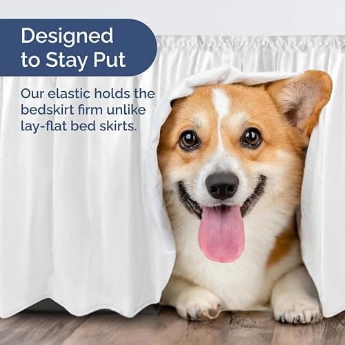 Wrap Around Dust Ruffle Bed Skirt - White - for Full Size Beds with 12 Inch Drop - Easy Fit Elastic Strap - Adjustable Pleated Bedskirt w/Brushed Fabric - Wrinkle Free - for Women, Men, Kids & Teens thumbnail 7