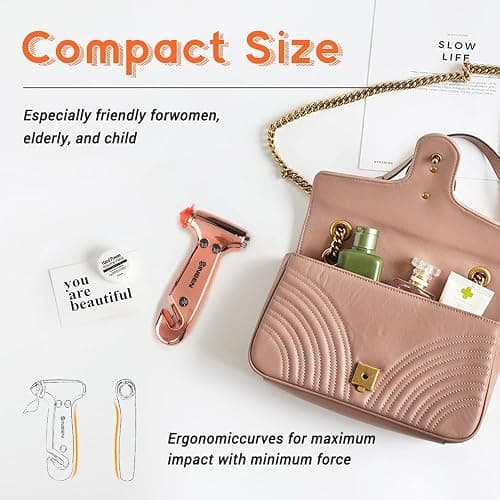SINSEN Car Window Breaker Seatbelt Cutter, Emergency Tool, Safety Hammer to Break Glass, 3-in-1 kit, Starlight Silver thumbnail 4