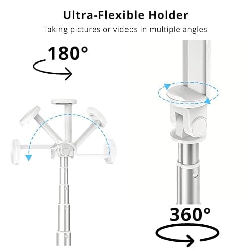 ATUMTEK 51" Selfie Stick Tripod, All in One Extendable Phone Tripod Stand with Bluetooth Remote 360° Rotation for iPhone and Android Phone Selfies, Video Recording, Vlogging, Live Streaming, White thumbnail 7