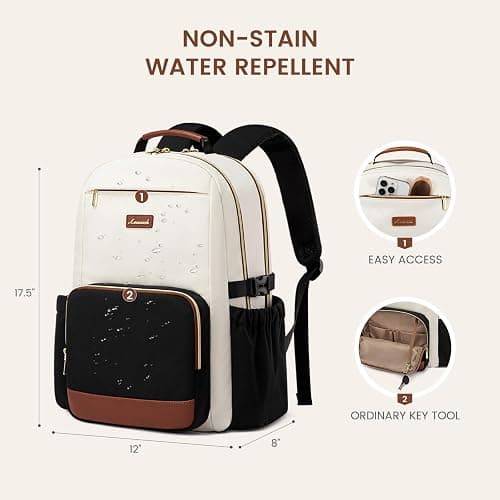 LOVEVOOK Laptop Backpack for Women with Pouch Pocket for Large Capacity Cup,15.6 Inch Teacher Nurse College Work Backpack Purse,Waterproof Laptop Bag Computer Back Pack for Travel, Beige-Red-Black thumbnail 4