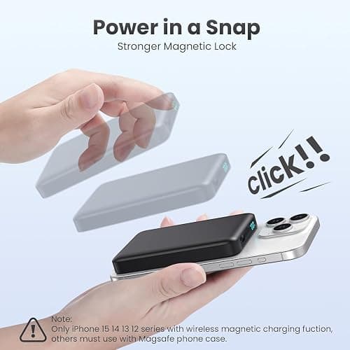 Magnetic Power Bank Portable Charger,Compact 10800mAh LCD Display Wireless Power Bank,25W PD USB-C in&Out Battery Pack Compatible with Magsafe,iPhone 16/16 Plus/16 Pro/16 Pro Max/15/14/13/12 Series thumbnail 4
