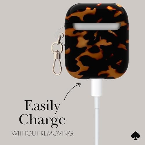 Kate Spade New York AirPods Protective Case with Keychain Ring - Tortoiseshell, Compatible with AirPods 2nd / 1st Generation thumbnail 4