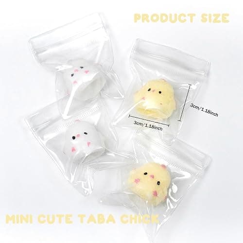 4pcs Mini Taba Squishies Squichy Chick Toy Party Favors for Kids, Squishy Fidget Toys Small Chick White/Yellow Squeeze Toy for Stress Relief Suitable for Adults thumbnail 2