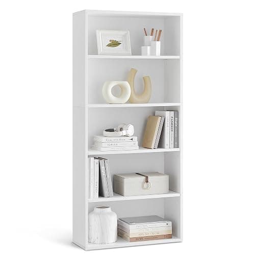 VASAGLE 5-Tier Bookshelf, Storage Organizer, 23.6 x 9.4 x 52.8 Inches | Particleboard and MDF, for Home Office, Cloud White, CUSTOS Collection ULBC165T14 - Image 1