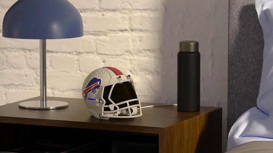NFL Echo Dot Bundle: Includes Echo Dot | Deep Sea Blue and Limited-Edition NFL Helmet Stand | Buffalo Bills thumbnail 2