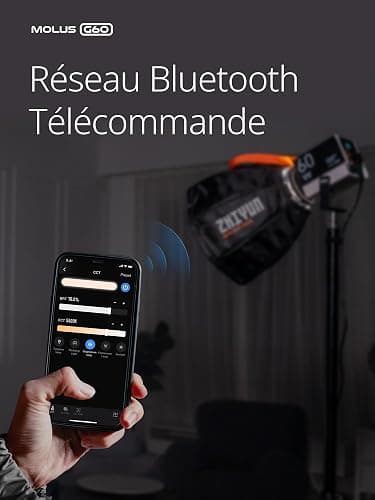 ZHIYUN MOLUS G60 [Official] Lumiere Video 60W, COB LED Eclairage Video Portable, Bi-Colore Streaming Lampe avec 2376 Lux/ 2700~6500K/ CRI≥96/ TLCI≥97/ Contrôle APP, pour Youtube TikTok thumbnail 5