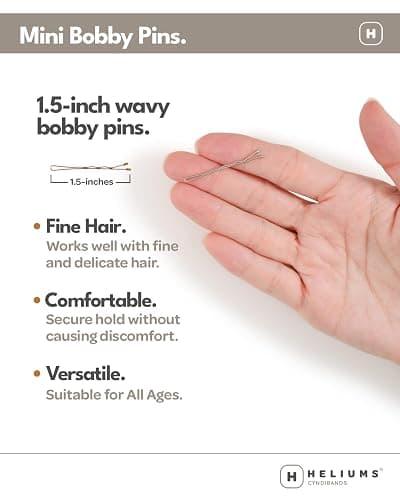 Heliums Mini Bobby Pins - Dark Brown - 40 Pack, 1.5 Inch Small Hair Pins For Thin Hair & Kids thumbnail 2