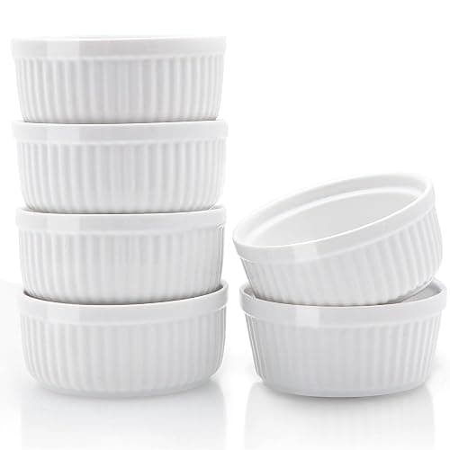 Nuwave Ceramic Ramekins 8 oz, Set of 6, Elegant Classic Style for Baking Souffles, Creme Brulées, Custards, Puddings, 4.3” Wide & 2” Tall, Microwave, Oven & Dishwasher-Safe, Ivory White (6) - Image 1