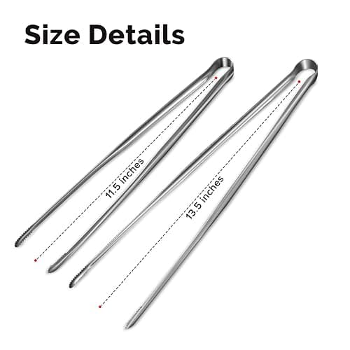 COOCLAN Precision Serrated Non-Slip Tips Cooking Tongs 2 Set (11.5" & 13.5"), 18/8 Stainless Steel Metal Tong, Light but Durable, Easily Control Kitchen Tweezer Tongs for Frying, Plating, BBQ thumbnail 2