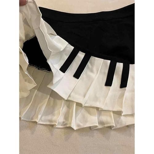 Erqiroc Piano Skirt Mini Skirts for Women High Waisted Piano Skirt Y2k Harajuku Piano Bow Hairpin Coquette Aesthetic thumbnail 2