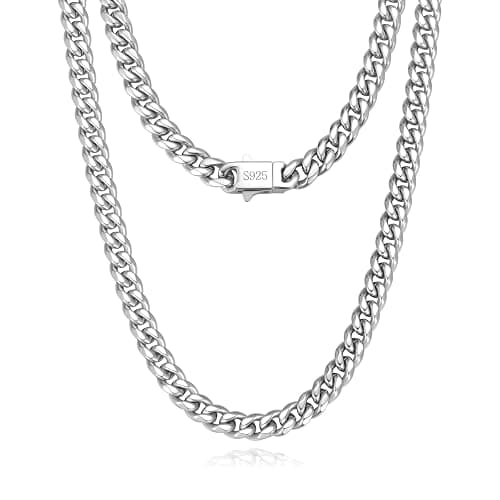 KRZ Silver Cuban Link Chain for Men 5mm Miami Chains for Men Stainless Steel Chains 925 Sterling Silver Necklace for Men and Women Jewelry - Image 1