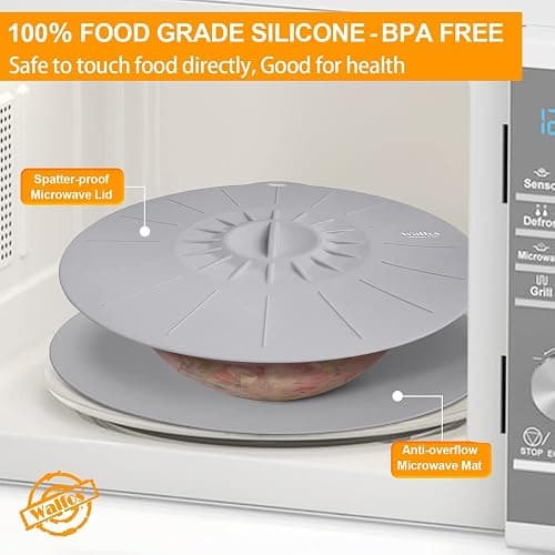 Walfos Silicone Microwave Mat & Lid Set, Heat Resistant Multi-Purpose Trivet Mat and Seal Lids, Non-Slip and BPA Free, Perfect for Oven and Hot Pan thumbnail 3
