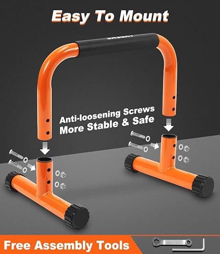 Push Up Bar, 12 Inch High Non-Slip Parallettes Bars & Dip Bars With Foam Handles, Heavy-Duty No Wobbling Calisthenics Equipment For Handstand, L-Sit, Gymnastics, Strength Training Home Gym Use thumbnail 8