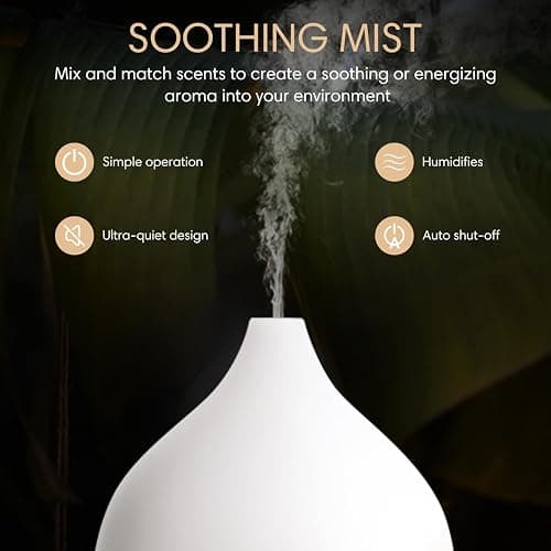 SALKING Essential Oil Diffuser, 100ml Small Aromatherapy Diffuser with Auto Shut-Off Function, Ultrasonic Diffusers for Essential Oils, Cool Mist Humidifier with Warm White Lights, for Office Home - White + Wooden Grain thumbnail 3