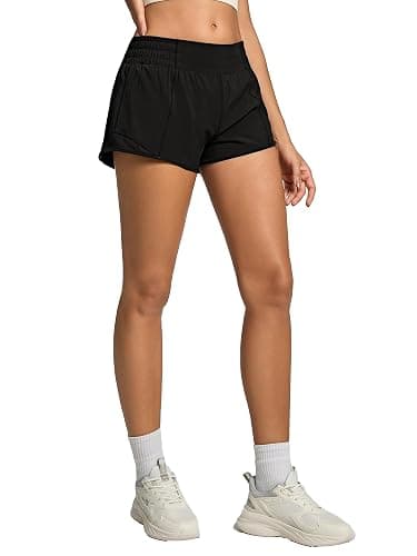 MCEDAR Women's Athletic Shorts for Gym Workout Shorts 2.5" Quick-Dry Lightweight Running Short with High Waisted Zip Pockets - Image 1