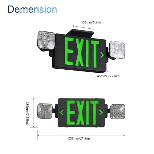 TANLUX Black Housing Exit Sign with Emergency Lights, LED Emergency Exit Light with Battery Backup, UL Listed, AC 120/277V, Commercial Emergency Lights Combo for Business - 1 Pack thumbnail 2