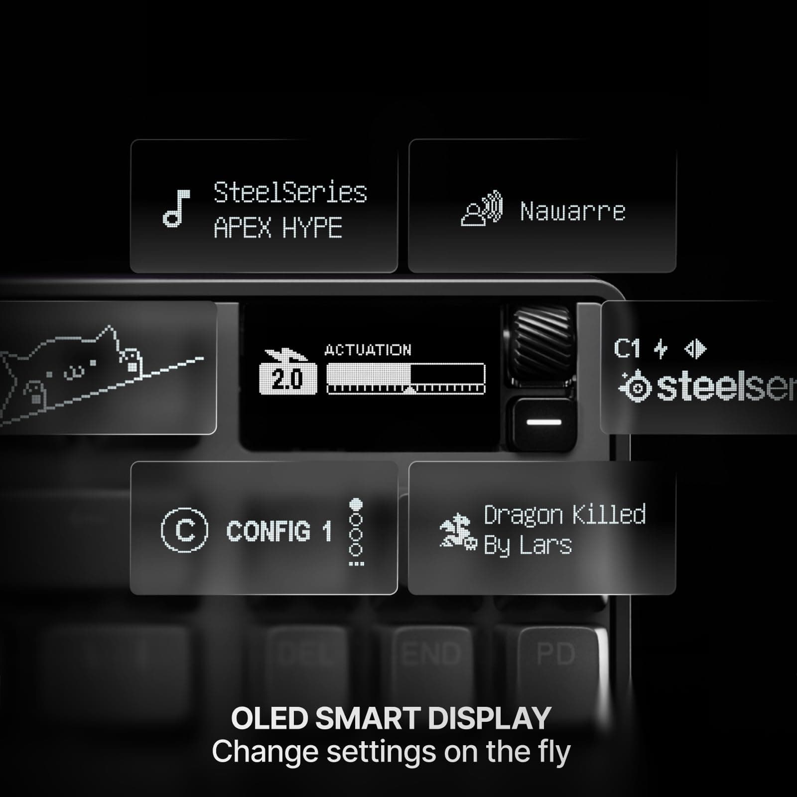 SteelSeries Apex Pro TKL Gen 3 OmniPoint 3.0 HyperMagnetic Switches — Adjustable Actuation — Rapid Trigger — Game-Ready Presets — Protection Mode — Rapid Tap/SOCD — OLED — RGB — PBT Keycaps — USB-C thumbnail 4