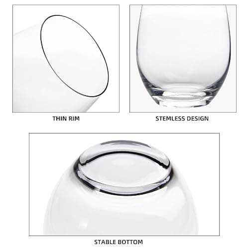 FAWLES Stemless Wine Glasses Set of 12, 15 Ounce Smooth Rim Standard Wine Glass Tumbler for Red, White Wine, Dishwasher Safe thumbnail 6
