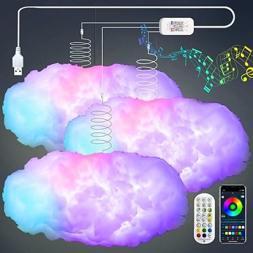 ZOKON 3PCS 3D Big Cloud Lightning Light Kit Music Sync Multicolor Lightning Changing Strip Lights 360 Degree Wireless Remote APP NO DIY Coolest Decorations for Adults and Kids Indoor Home Bedroom - Image 1
