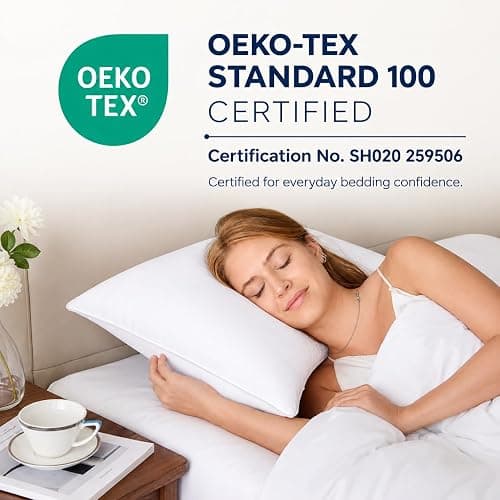 CozyLux Bed Pillows Standard Size Set of 4, 18" x 26", Medium Support | Soft Supportive Down-Alternative Pillows for Side, Back & Stomach Sleepers, OEKO-TEX Certified, Hotel Quality, Washable thumbnail 4