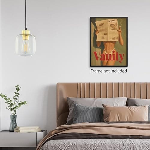 YYS Fashion Hot Girl Reading Newspaper Wall Art 70's Vintage Poster Bikini Canvas Prints Sexy Woman Picture Artwork for Living Room Bedroom Apartment Decor Aesthetics 11X14 inch Unframed thumbnail 4