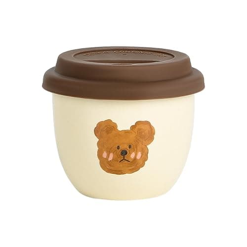 Jiantaoxi Cute Bear Mug with Lid, Cute Coffee and Tea Mug，Gift for Friend Women Men，Beige, 8 oz - Image 1