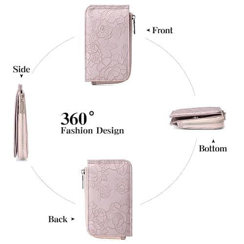 GAEKEAO Small Credit Card Holder Wallet for Women RFID Leather Slim Wristlet Keychain Wallets With Zipper Pocket thumbnail 3