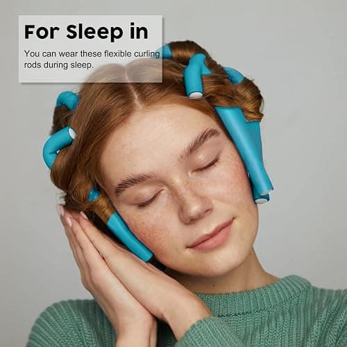 xnicx 47 pcs 7'' Hair Curlers Rollers Flexi Rods Flexible Curling Rods Set No Heat Heatless Bendy Foam Hair Curls for Long,Medium,Short Hair to Sleep in thumbnail 4