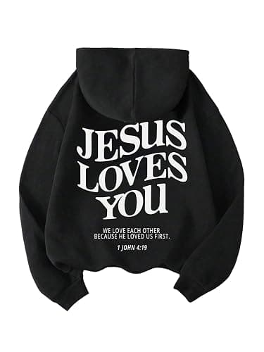 GORGLITTER Women's Y2K Christian Jesus Hoodies Trendy Graphic Letter Long Sleeve Fall Oversized Halloween Sweatshirts - Image 1