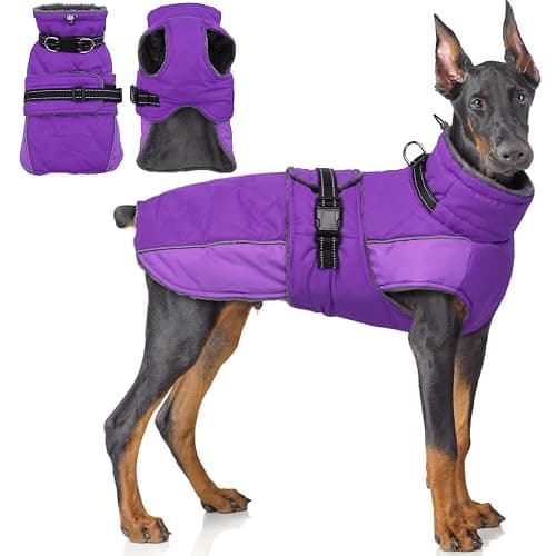 QBLEEV Warm Dog Jacket - Reflective, Adjustable Winter Coat with Turtleneck for Cold Weather, Waterproof Fleece Snowsuit for Small, Medium, Large Dogs - Image 1