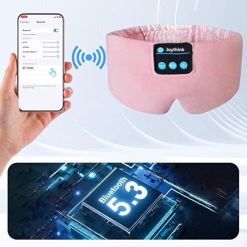 Joythink Sleep Headphones Bluetooth Sleep Mask Silk Kids Children Headband Earphones Bluetooth Eye Mask for Sleeping On Side Blackout Soft Sleep Earphones Music Eye Cover thumbnail 5