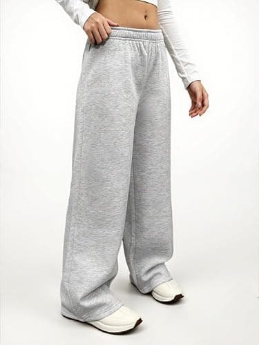Ltvoo Girls Straight Wide Leg Track Pants Elastic Waist Casual Baggy Athletic Pants Loose Jogger Sweatpants for 8-12 Years thumbnail 3
