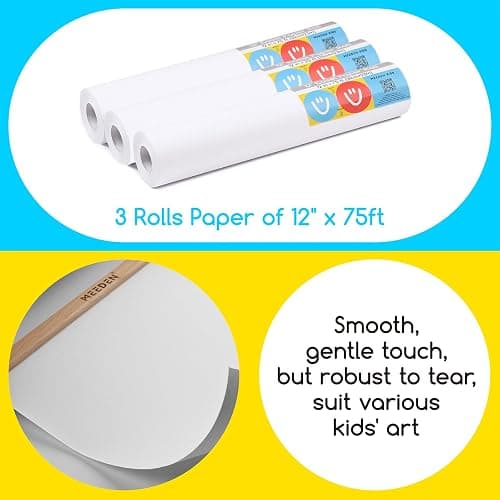 MEEDEN Paper Roll Dispenser with 3 Paper Rolls (12" x 75ft) - Beech Wood Kids Easel, Wooden Tabletop Easel for Kids Art Supplies, Toddler, Doodle, Drawing, Art, Craft thumbnail 5