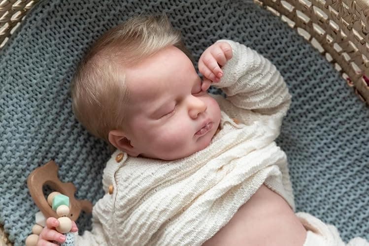 Anano Reborn Baby Dolls Sleeping Baby Boy LOULOU 20 inches Waterproof Anatomically Correct Full Body Baby Doll With Hand Rooted Hair for Kids Ages 3+ thumbnail 2
