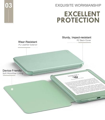 MoKo Case Fits 6" All-New Kindle (11th Generation-2024/2022 Release), Lightweight Shell Cover with Auto Wake/Sleep for Kindle 2024/2022 11th Gen e-Reader, Agave Green thumbnail 4