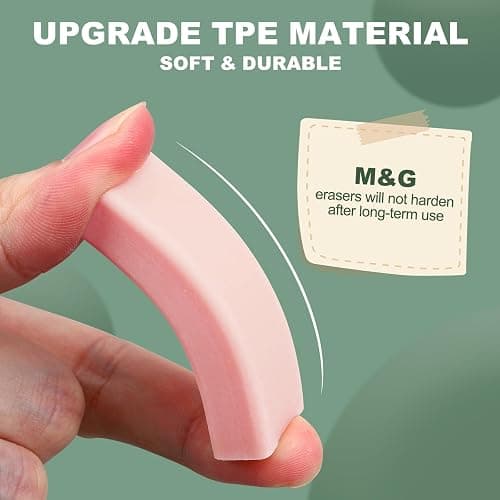 M&G 4 Pack Erasers, Pink Sliding Retractable Eraser Push Pull Cute Pencil Erasers Soft Large Easy to Clean with Plastic Sleeve for Sketching Drawing Artists Teacher Pencils, Pink thumbnail 5