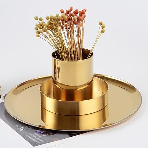 MEI YI TIAN Gold Pen Holder Glossy Stainless Steel Pencil Cup for Home Office Desk Organizers Multi Use Makeup Brush Holder Flower Vase Mini Pot Decor thumbnail 2