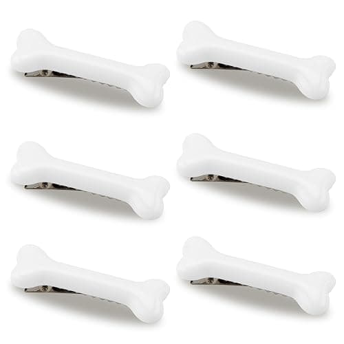 COCIDE 6Pcs Bone Hair Clip White Bones Hairpins for Women Girls Hair Accessories for Halloween Cosplay Costume Party Daily Wear Hair Pins White Dog Bone Alligator Clips - Image 1