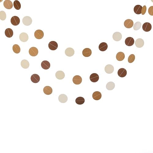 Brown Paper Garlands Hanging Circle Decoration Neutral Party Streamers, 30 Feet (Browe, Kraft, Beige) thumbnail 3