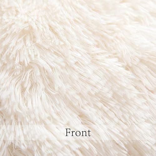 ANRODUO Pack of 2 Beige Throw Pillows Luxury Fluffy Pillows Faux Fur Decorative Pillows Plush Cushion Case Fuzzy Mongolian Merin Style for Bed Couch Sofa and Living Room Fall Home Decor 18x18 Inch thumbnail 3