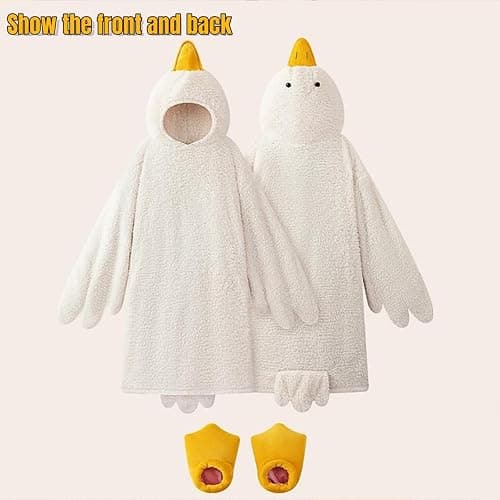 Goose Blanket Hoodie Adult & Kid, Oversized Warm Duck Wearable Hoodie Blanket with Sleeves,Cozy Sleeping Bag thumbnail 4
