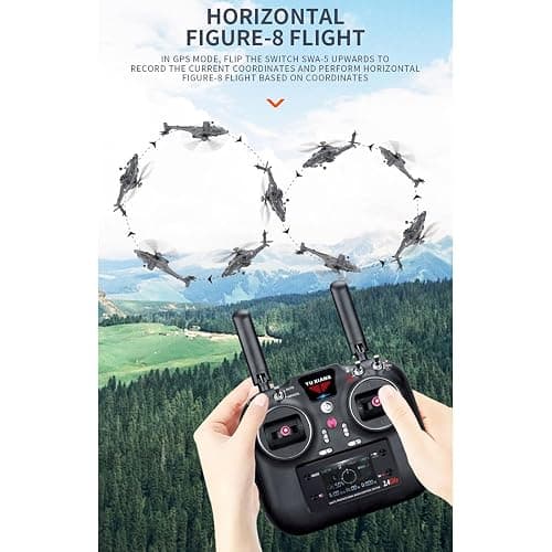 YounggDiy 1/32 Apachhe F11-S AH64 Helicopters for Adults, 6CH 6G/3D Stunt Dual-axis Flybarless Helicopter Model with GPS, RC Toy Gift (RTF Version) thumbnail 9