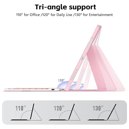 FUWANG For iPad Air 11 inch Case with Keyboard for M3 2025/M2 2024 & Air 5th/4th Gen 10.9 inch, Detachable Magnetic Keyboard Case with Pencil Holder – US Layout Light Pink thumbnail 4